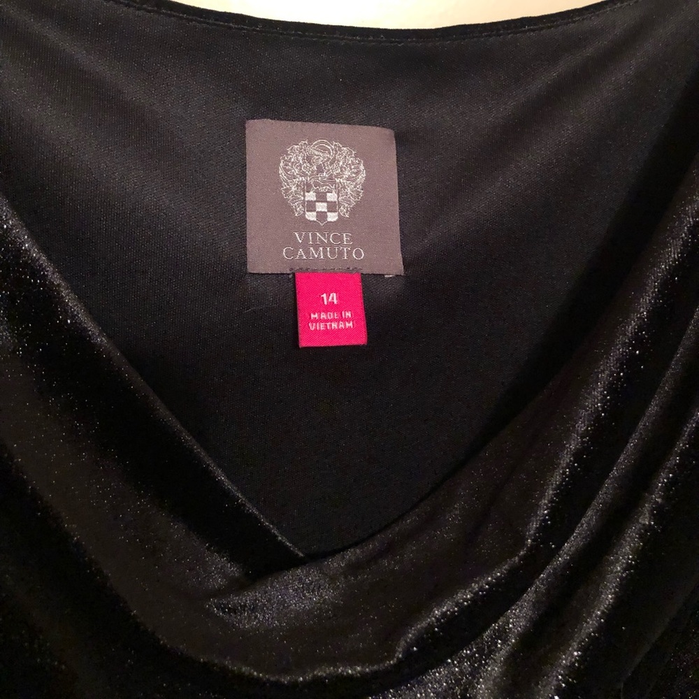 Vince Camuto black velour evening dress.